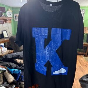 SHEIN Black Tee with Blue Graphic K